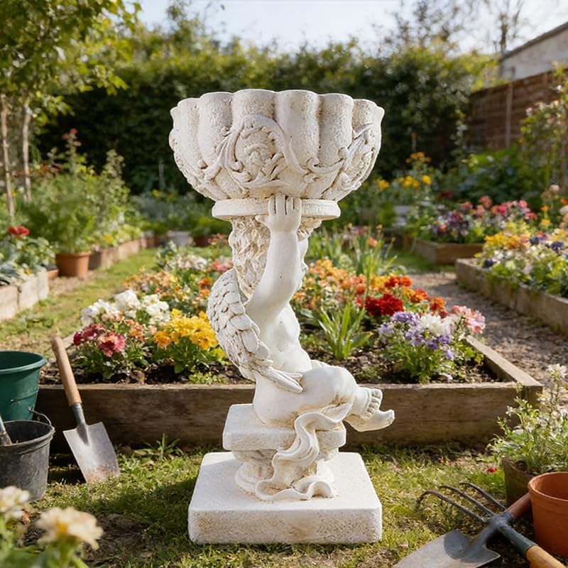 Decorative Roman Column Pedestal, English Rosette Indoor Outdoor Sculptural Garden Plinth Base Statue Riser, Weatherproof Sturdiness Plinth Base Statue Riser for Statues, Flower Pots, Decor, Cast Stone Resin (1449) - Image 4