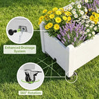Raised Garden Bed with Wheels, Rolling Resin Planter Box,White - Image 6