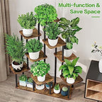 9 Tier Plant Stand Indoor, Thickened Metal Wood Corner Plant Shelf Stands for Multiple Plants, Indoor Tall Plants Stand Tiered Flower Holder for Living Room Patio Garden Balcony(Black+Brown) - Image 6