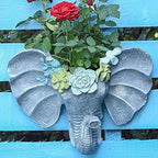 Sungmor Resin Elephant Head Wall Pot, Unique Bohemian Style Animal Face Planter, Vertical Hanging Plant Pot, Pretty Decorative Flower Pot for Indoor Outdoor Plants, for Gardening Lovers - Image 3
