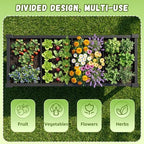 Vixzen Raised Garden Bed Planter Box Elevated Resin Outdoor Plant Stand with Wheels Drainage Water Gauge Storage Shelf Legs Gardening Patio(Black) - Image 5