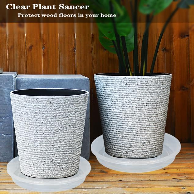 OVZILKI Plant Saucer 4 Pack of 16 inch, Clear Plastic Flower Plant Pot Saucer, Heavy Duty Plant Drip Trays Saucers for Indoor, Plant Water Tray for Planters - Image 3