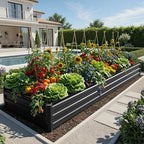 YITAHOME 12x4x1ft Large Raised Garden Bed Kit, Galvanized Metal Planter Box with Gloves, Ground Nails, Support Rod, Outdoor Above Ground Planters for Plants Vegetables Flowers, Black - Image 2