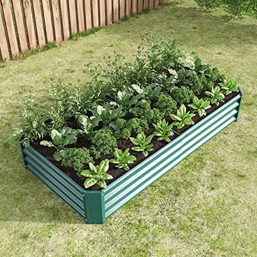Outdoor Large Galvanized Metal Raided Garden Bed,Planter Box for Flowers Vegetables Fruit,Rectangular (Green, 6x3x1 ft) - Image 3