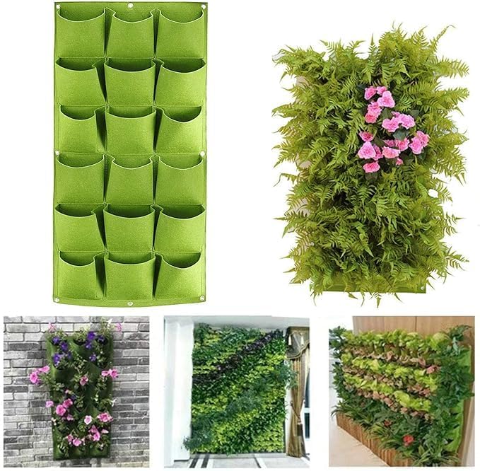 Vertical Wall Planter Bags - Premium Felt Hanging Garden Water-Preserving Back | Auto Drain | 2-81 Pockets | Herbs/Flowers (Black,72 Pocket) - Image 4