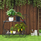 S AFSTAR Metal Plant Stand, Two Tiered Garden Cart Shelf for Indoor Outdoor Home Garden Patio, Parisian Style Flower Pot Holder, Stable and Durable - Image 3