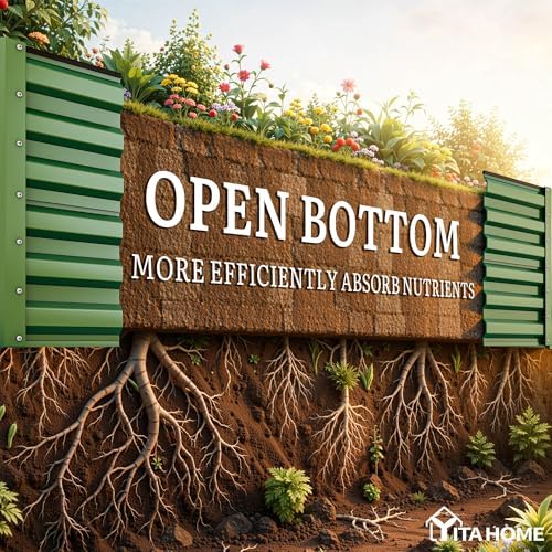 YITAHOME 4pcs 8x4x2 ft Galvanized Raised Garden Bed Kit, Large Metal Planter Box with Gloves, Safety Rubber & Support Rod, Outdoor Flower Bed for Plants Vegetables, Green - Image 4
