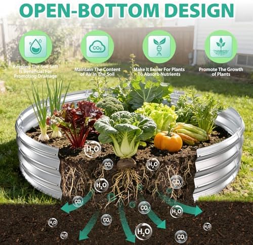 12 Inch Tall 72 Inch Diameter Round Silver Raised Garden Bed Kits Outdoor - Image 3