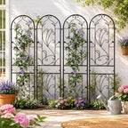 2-Pack 87" x 20" Arch Sunflower Black Metal Garden Trellises - Image 2