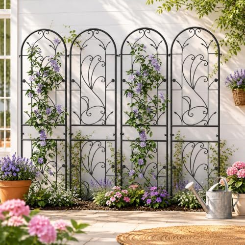 2-Pack 87" x 20" Arch Sunflower Black Metal Garden Trellises - Image 2