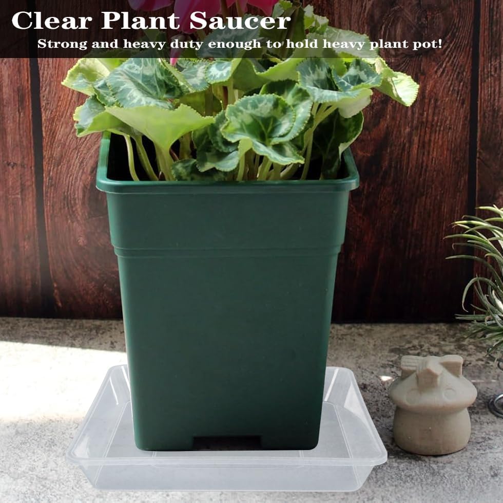 LWALRS Square Plant Saucer 14 Inch 5 Pack, Sturdy Clear Plastic Flower Plant Pot Saucer, Square Planters for Indoors and Outdoors Plants, Garden Plant Saucers for Pots Plant Trays. - Image 3