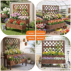 Garvee Raised Garden Bed with Trellis, 2-Tier Wooden Elevated Planter Box - Image 7