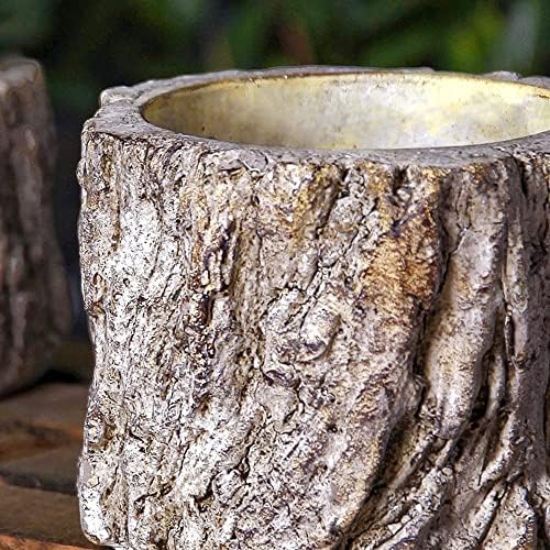 Artificial Stakes Planter Sculpture Concrete Planter Tree Root Stump Flower Pot Log Post Planter - Cactus Succulent Snake Bamboo Plant, Outdoor Lawn Farmhouse Driftwood Decorative - Image 5