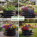 3 PCS Round Raised Garden Bed 2x2x1 ft, Metal Outdoor Planter Box Kit with Safety Rubber Edge, Easy Assemble Bottomless Small Planting Container for Vegetable, Flower, Fruit, Grey - Image 7