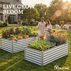 YITAHOME 2pcs 6x3x2ft Galvanized Raised Garden Bed, Metal Planter Box with Safety Rubber, Gloves, Outdoor Flower Bed for Planting Plants Vegetables, Silver - Image 3