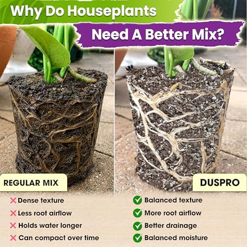 DUSPRO Pre-Mixed 7in1 House Plant Potting Mix,Drainage & Root Airflow, 20QT - Image 3