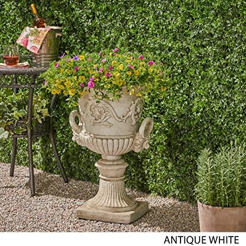 GDFStudio Noble House Adonis Outdoor Roman Chalice Garden Urn Planter in Antique White - Image 3