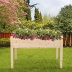 48" Wooden Elevated Garden Planters Box,Rectangular Indoor/Outdoor Flower Pot,Large Planting Planter Boxes,Vertical Flower Pot Stand,with Wood Legs,for Patio Porch Lawn Yard (Natural) - Image 6