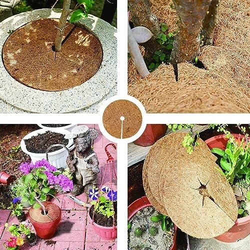 Coconut Mulch Mats, Coconut Fiber Tree Mulch Mat Round Cover Multiple Sizes Pack of 10 for Flowers and Plants(25cm) - Image 4