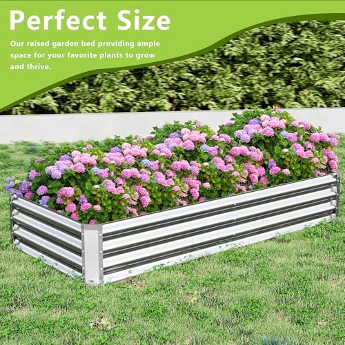 2PCS 6x3x1FT Galvanized Raised Garden Bed, Galvanized Planter Raised Garden Boxes Outdoor, Large Metal Raised Garden Beds for Vegetables-Silver - Image 6