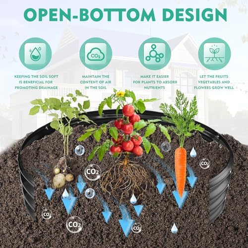 12 Inch Tall 36 Inch Diameter Round Black Raised Garden Bed Kits Outdoor - Image 4