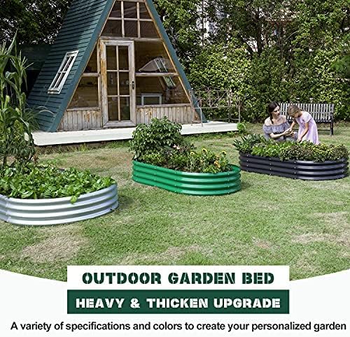 Land Guard 2Pcs Galvanized Raised Garden Bed Kit, Galvanized Planter Oval Large Metal Raised Garden Boxes Outdoor for Vegetables… - Image 2