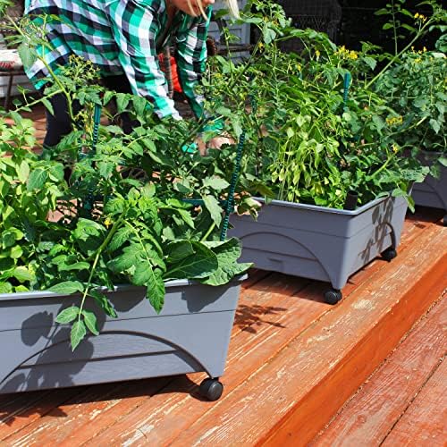 Emsco Group City Picker Raised Bed Grow Box – Self Watering and Improved Aeration – Mobile Unit with Casters - Slate - Image 5