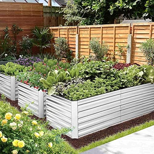 SEJOV 8x4x2FT Galvanized Raised Garden Bed Kit, Rectangular Raised Garden Planter Boxes, Metal Raised Flower Beds Outdoor with 478 Gallons Capacity, for Flowers Herbs Vegetable, Silver - Image 3