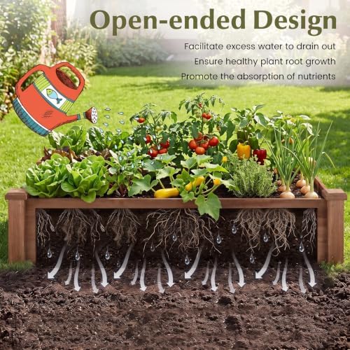 GIANTEX 48" Wooden Raised Garden Bed, Rectangular Planter Box, Brown - Image 7
