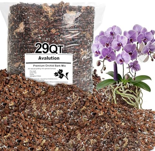 Orchid Bark Potting Mix 29 Quart, Mix Pine Bark,Perlite, Sphagnum Moss and Clay Pebbles for Plants, Orchid Garden Soil for Potting,Repotting by Avalution