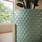 EverNest Mid-Century Modern Rhys Honeycomb Embossed Planter Pot with Loki Gold Stand, Metal Indoor Plant Pots, Blue Green Bohemian Style (Small 1 Gallon) - Image 4