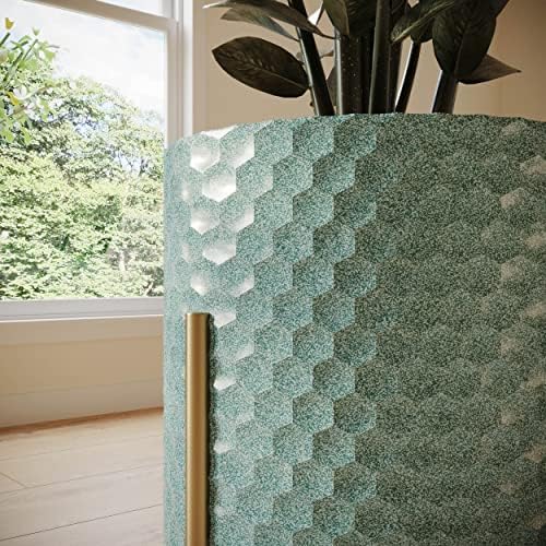 EverNest Mid-Century Modern Rhys Honeycomb Embossed Planter Pot with Loki Gold Stand, Metal Indoor Plant Pots, Blue Green Bohemian Style (Small 1 Gallon) - Image 4