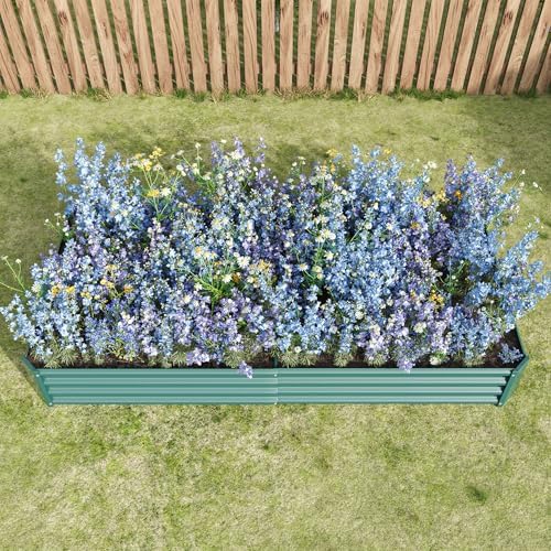 HRVEOCEI 4×2×1ft Metal Raised Garden Beds Outdoor, Bottomless Above Ground Raised Garden Beds, Galvanized Gardening Bed for Vegetables Flower Herbs (Green, 8x4x1ft) - Image 5