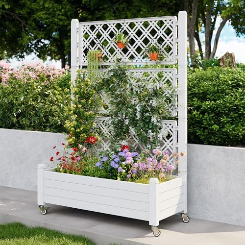 Trellis Raised Garden Bed, Self-Watering Planter Box, Ashen - Image 3