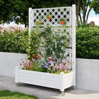 Trellis Raised Garden Bed, Self-Watering Planter Box, White - Image 5