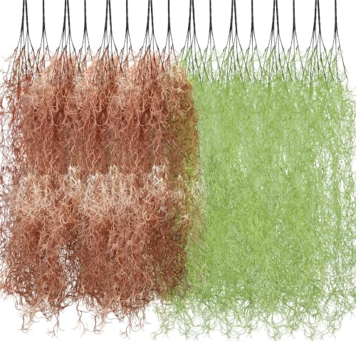 Cindeer 24 Pack Fake Spanish Moss Hanging, 33 Inch, Green，Brown by Cindeer