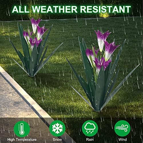 Homight Metal Agave Plant Outdoor Decoration Lily Mexican Yard Art Garden Gift Home Decor Hand Painted Metal Agave Garden Yard Statue, Outdoor Lawn Ornaments(3 Big Purple Lilies) - Image 4