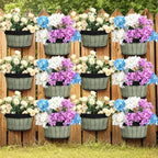 12 Pcs Wall Hanging Planters Outdoor Wine Barrel Planter Distressed Oak Thickened Plastic Water Storage Flower Pots for Plants Flower Indoor Outdoor Railing Fence (Green Color,10 Inch) by Romooa