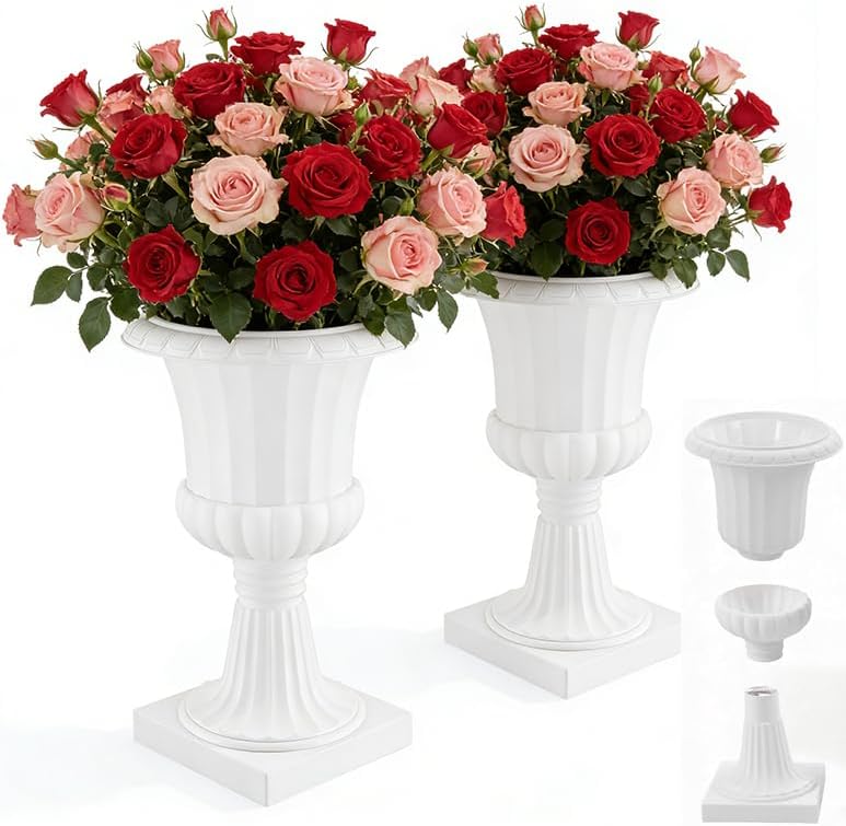 Urn Planter,2Pcs 19.7" Tall Large Plastic Planter Set by masiunoz