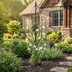 H Potter Lotus Bud Iron Obelisk Trellis for Climbing Plants, 69” Heavy Duty Garden Support with Ground Stakes, Outdoor Yard Art for Roses, Clematis, Patio & Courtyard - Image 2