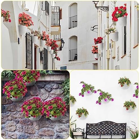 Zubebe 16 Pcs Resin Wall Hanging Planters White Hanging Flower Pots with Drainage Hole Fence Planters for Indoor Outdoor Plant Balcony Railing Decor(8.07 x 6.69 x 4.92'') - Image 4