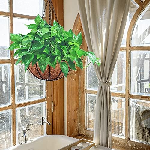 Hanging Planters Basket Outdoor Indoor(14 inch 4 Pack)-Coconut Coir Hanging Baskets for Plants Outdoor,Metal Wire Baskets with Coco Liner Window Box Planters, Hanging Flower Pots for Railings - Image 6