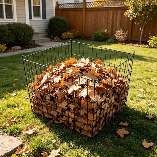 Garden Wire Compost Bin 30x30x24 inches, Black, Garden Bed Fencing - Image 2