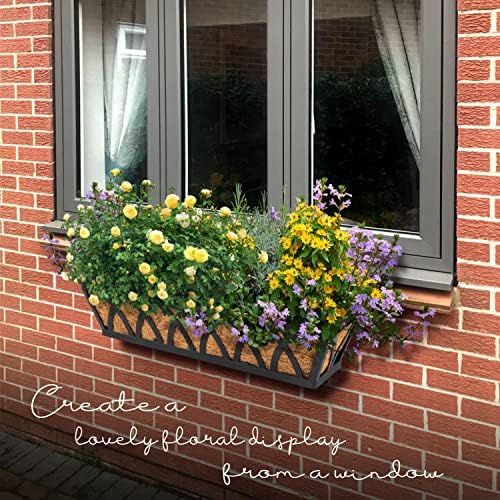 24" Hanging Window Box Basket w/Coco Liner, Black, 2-Pack - Image 6