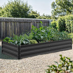 YITAHOME 96x48x12 in 2pcs Galvanized Raised Garden Bed Kit, Large Metal Planter Box with Gloves, Safety Rubber & Support Rod, Outdoor Flower Bed for Plants Vegetables, Black - Image 2