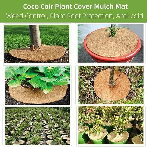 Coconut Mulch Mats, Coconut Fiber Tree Mulch Mat Round Cover Multiple Sizes Pack of 10 for Flowers and Plants(25cm) - Image 6