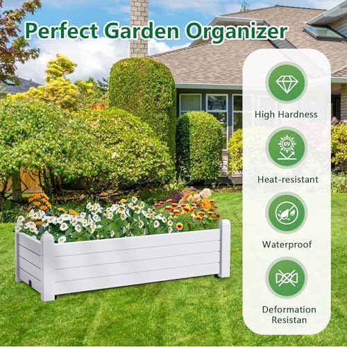 Vixzen Raised Garden Bed Outdoor,Resin Weatherproof Planter Box with Drain Hole and Water Level Detector,for Planting Plants Vegetables (Ashen, 43.31"×17.72"×12.6") - Image 3