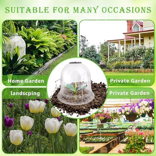 28 Pack Large 7.7 x 6.7" Garden Cloche Plant Domes with Pegs and Labels - Image 5
