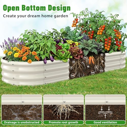 White Oval Raised Garden Bed / Galvanized Steel Planter Box,6 x 2 x 1FT - Image 4