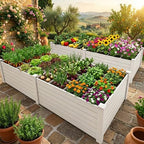 YITAHOME 48x48x24 in Plastic Raised Garden Bed 2pcs with Growth Grid, Large Outdoor Vinyl Planter Box for Plants, Vegetables, and Flowers, Easy Installation, White - Image 2